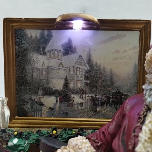 Collectible Thomas Kinkade The Light Of Christmas Illuminated Santa W/ Adapter - Picture 9 of 16